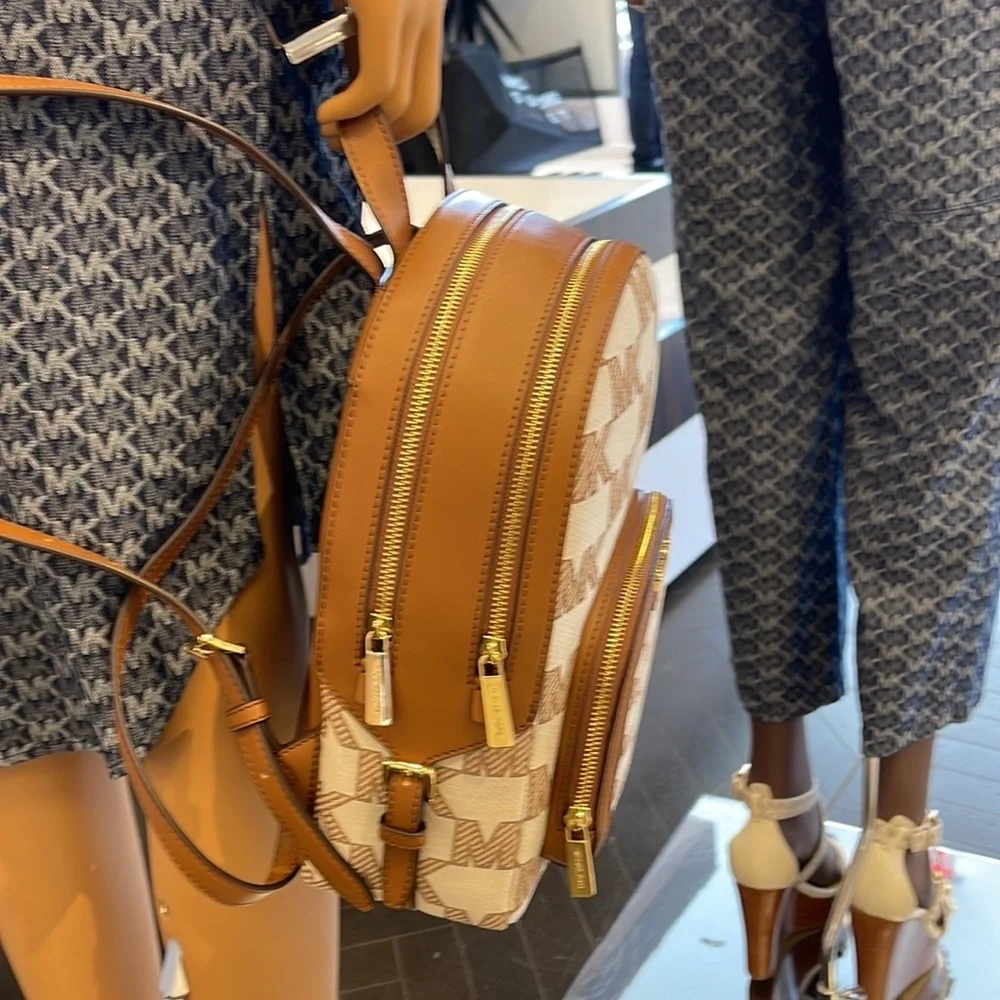 Michael Kors Jaycee Medium Logo Zip Pocket Backpack 35S3G8TB2J LUGGAGE